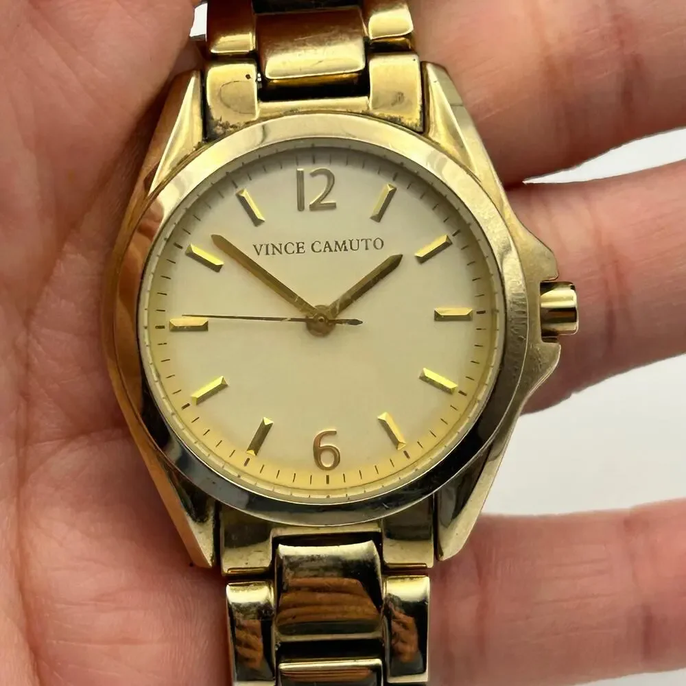 Vince Camuto Gold Tone St. Steel Women’s Analog Watch, Working New Battery